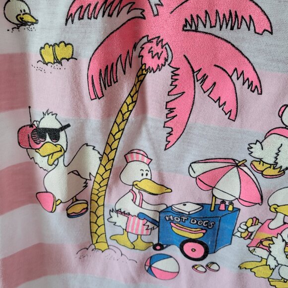 Vintage duck print striped tee Novelty Print 80s Long Tee - Picture 5 of 7